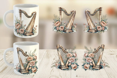 Mug Wrap Antique Harp Sublimation artnoy 