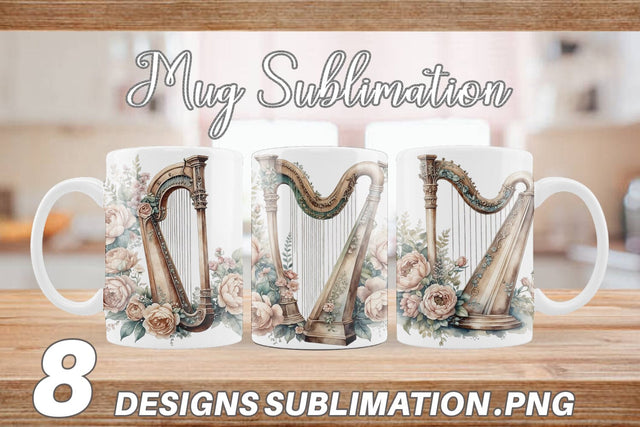 Mug Wrap Antique Harp Sublimation artnoy 