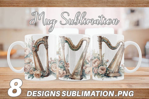 Mug Wrap Antique Harp Sublimation artnoy 