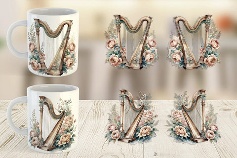 Mug Wrap Antique Harp Sublimation artnoy 