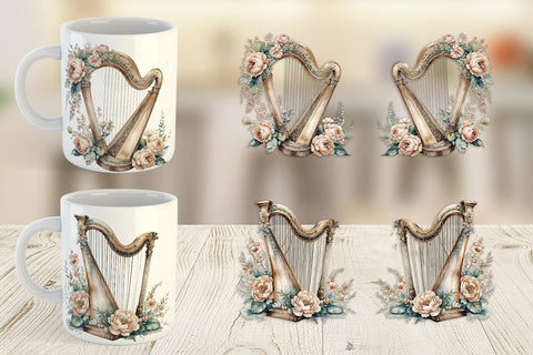 Mug Wrap Antique Harp Sublimation artnoy 