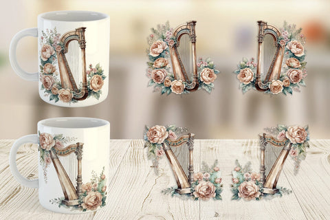 Mug Wrap Antique Harp Sublimation artnoy 