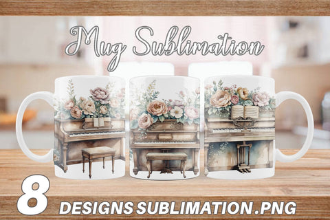 Mug Wrap Antique Piano Sublimation artnoy 