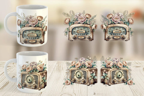 Mug Wrap Antique Radio Sublimation artnoy 