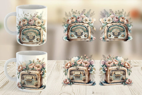 Mug Wrap Antique Radio Sublimation artnoy 