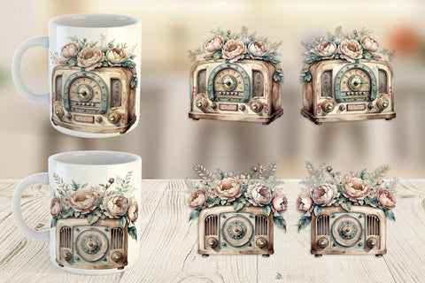 Mug Wrap Antique Radio Sublimation artnoy 