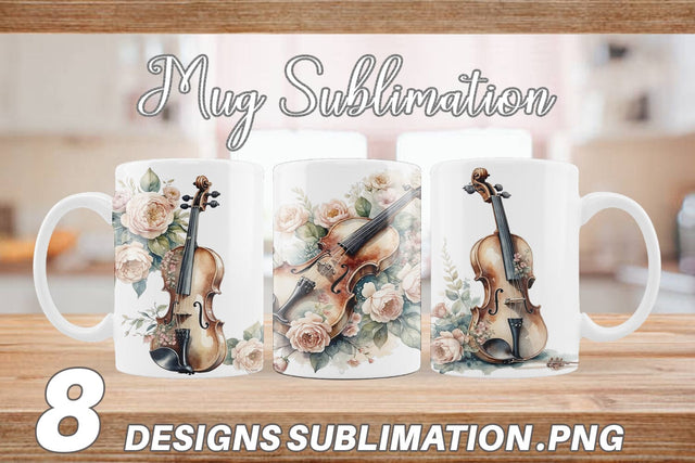 Mug Wrap Antique Violin Sublimation artnoy 