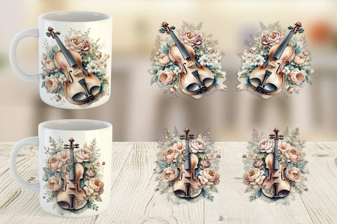 Mug Wrap Antique Violin Sublimation artnoy 