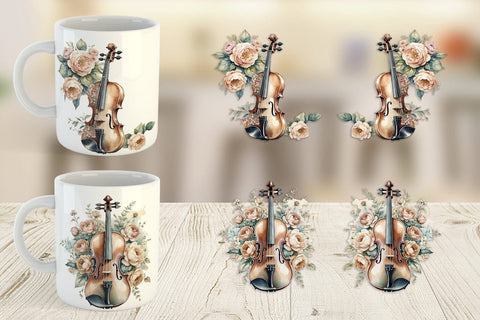 Mug Wrap Antique Violin Sublimation artnoy 