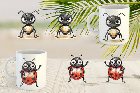 Mug Wrap Anxious Beach Bug Watercolor Sublimation artnoy 