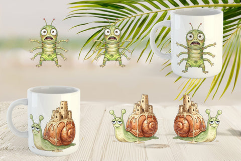 Mug Wrap Anxious Beach Bug Watercolor Sublimation artnoy 