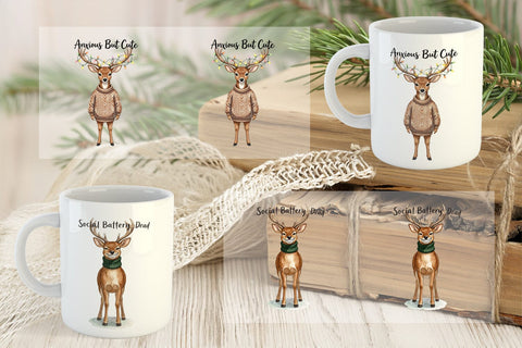 Mug Wrap Anxious Fawn Forest Hygge Watercolor Sublimation artnoy 
