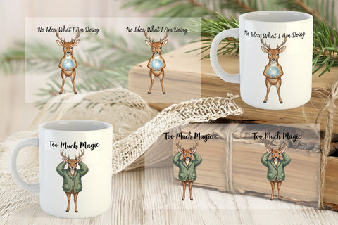 Mug Wrap Anxious Fawn Forest Hygge Watercolor Sublimation artnoy 