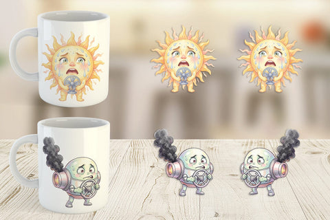 Mug Wrap Anxious Space Rocket and Planet Sublimation artnoy 