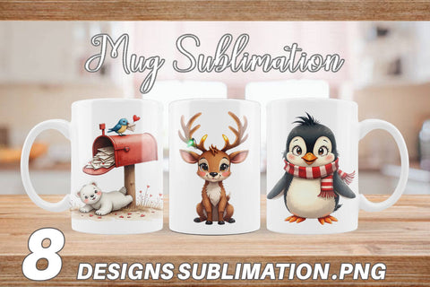 Mug Wrap Arctic Antics Holiday Vintage Polar Animals Sublimation artnoy 