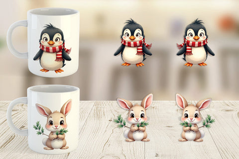 Mug Wrap Arctic Antics Holiday Vintage Polar Animals Sublimation artnoy 