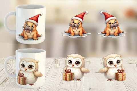 Mug Wrap Arctic Antics Holiday Vintage Polar Animals Sublimation artnoy 