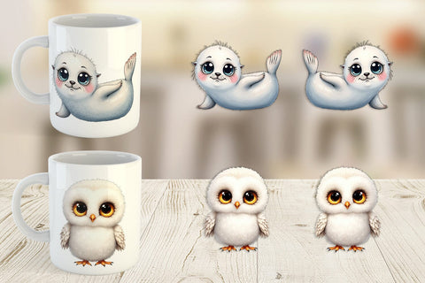 Mug Wrap Arctic Cuties Watercolor Sublimation artnoy 