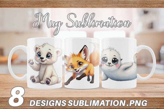 Mug Wrap Arctic Cuties Watercolor Sublimation artnoy 