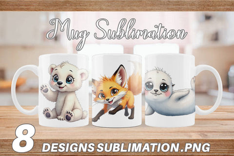 Mug Wrap Arctic Cuties Watercolor Sublimation artnoy 