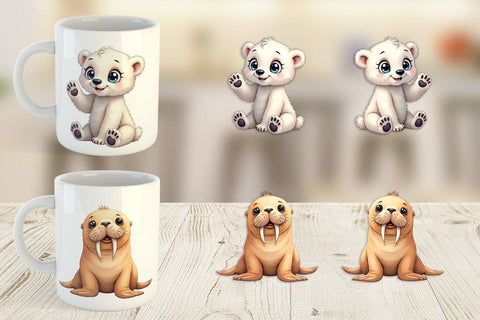 Mug Wrap Arctic Cuties Watercolor Sublimation artnoy 