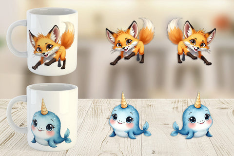 Mug Wrap Arctic Cuties Watercolor Sublimation artnoy 