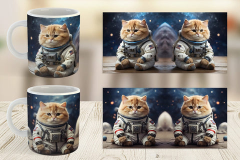 Mug Wrap Astronaut Cat Sublimation artnoy 