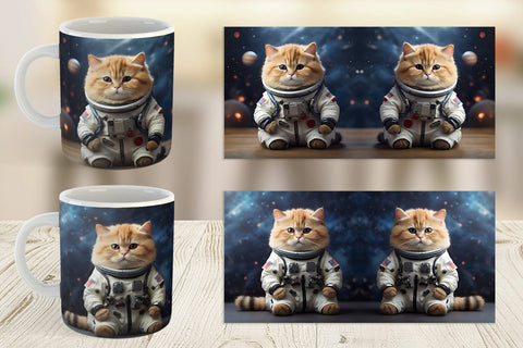 Mug Wrap Astronaut Cat Sublimation artnoy 