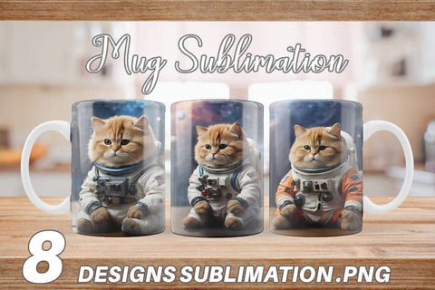 Mug Wrap Astronaut Cat Sublimation artnoy 