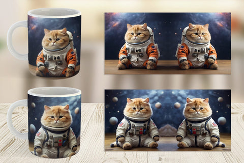 Mug Wrap Astronaut Cat Sublimation artnoy 