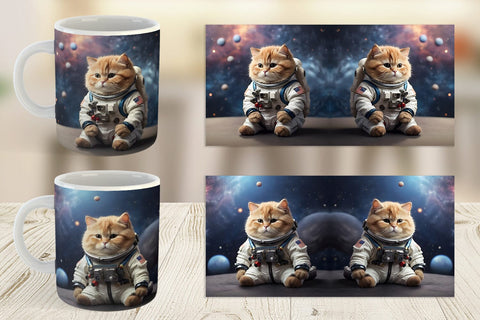 Mug Wrap Astronaut Cat Sublimation artnoy 