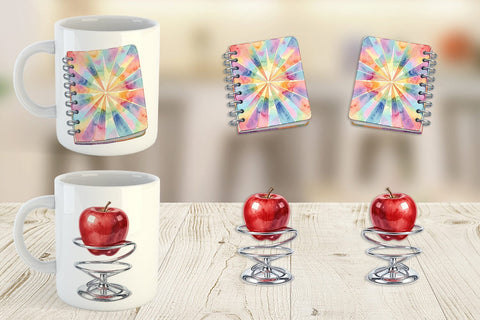 Mug Wrap Atomic Age School Supplies Watercolor Sublimation artnoy 