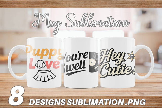 Mug Wrap Atomic Love 50s Valentine Quotes Sublimation artnoy 