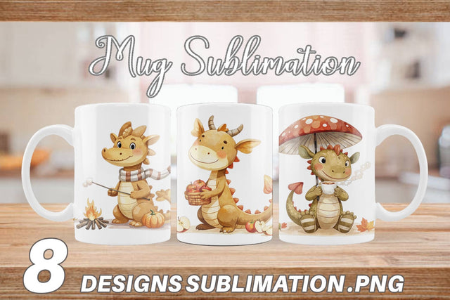Mug Wrap Autumn Baby Dragons Sublimation artnoy 