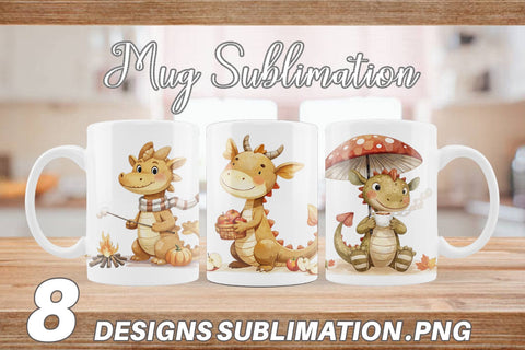 Mug Wrap Autumn Baby Dragons Sublimation artnoy 