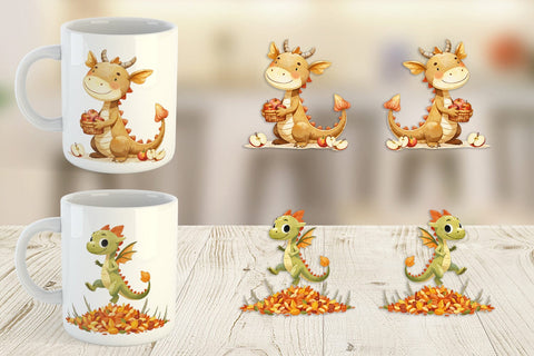 Mug Wrap Autumn Baby Dragons Sublimation artnoy 