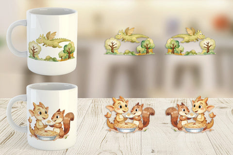 Mug Wrap Autumn Baby Dragons Sublimation artnoy 