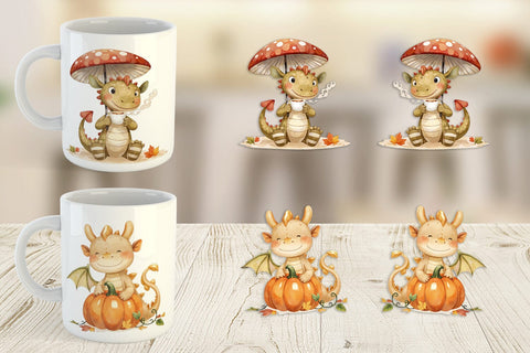 Mug Wrap Autumn Baby Dragons Sublimation artnoy 