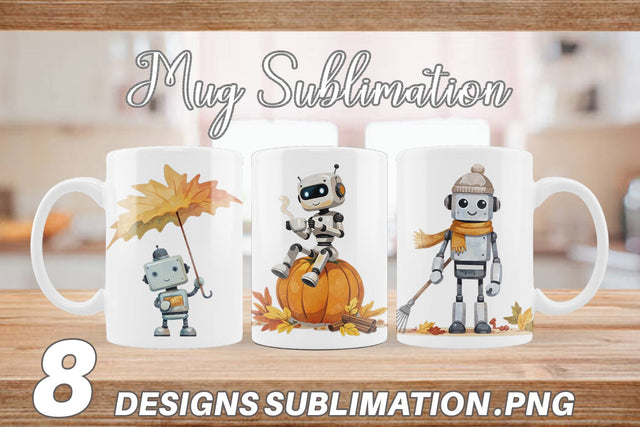 Mug Wrap Autumn Bot Friends Sublimation artnoy 