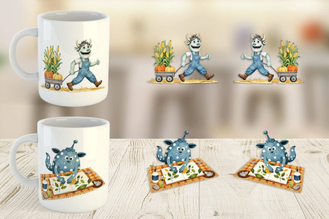 Mug Wrap Autumn Critter Monsters Sublimation artnoy 