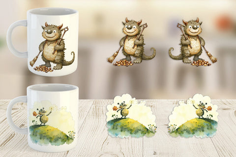 Mug Wrap Autumn Critter Monsters Sublimation artnoy 