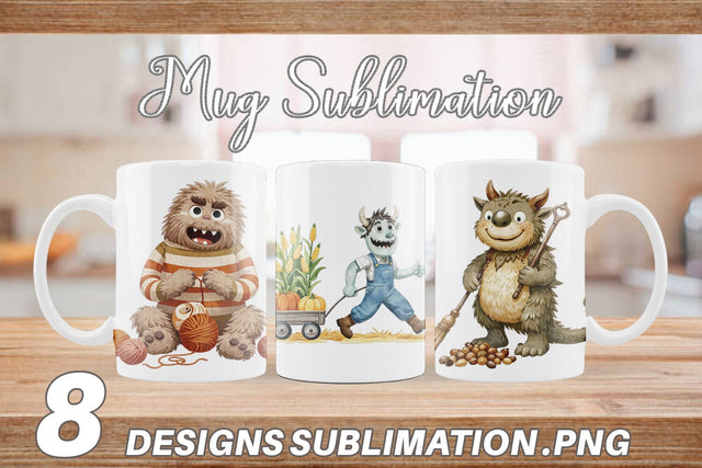 Mug Wrap Autumn Critter Monsters Sublimation artnoy 