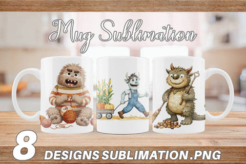 Mug Wrap Autumn Critter Monsters Sublimation artnoy 