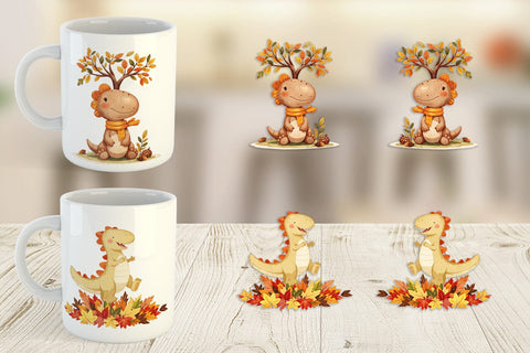 Mug Wrap Autumn Dino Friends Sublimation artnoy 
