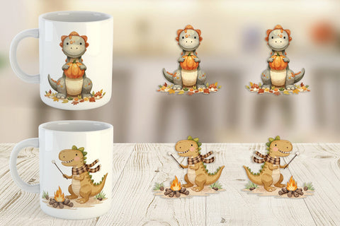Mug Wrap Autumn Dino Friends Sublimation artnoy 