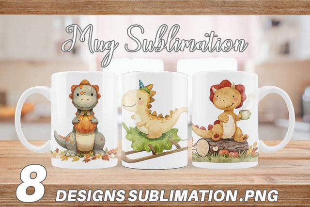 Mug Wrap Autumn Dino Friends Sublimation artnoy 