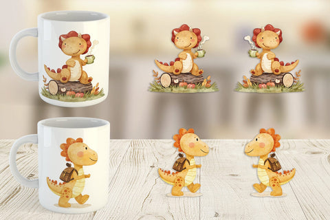 Mug Wrap Autumn Dino Friends Sublimation artnoy 