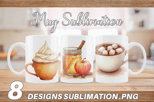 Mug Wrap Autumn Drinks Sublimation artnoy 