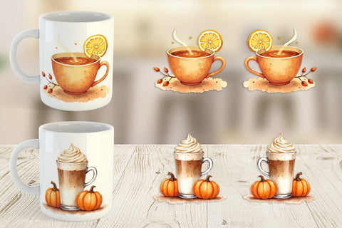 Mug Wrap Autumn Drinks Sublimation artnoy 
