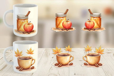 Mug Wrap Autumn Drinks Sublimation artnoy 